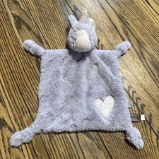 Demdaco Purple Unicorn Lovey Security Blanket Heart Sparkle Rattle 12 Knotted