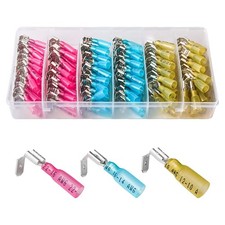 140PCS 22-16/16-14/12-10 AWG Heat Shrink Piggy Back Spade Quick Splice Crimp ...