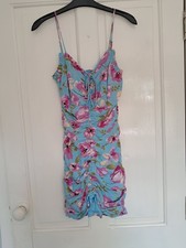 Zara Mini Floral Ruched Bodycon Dress Size S Y2K Cottagecore