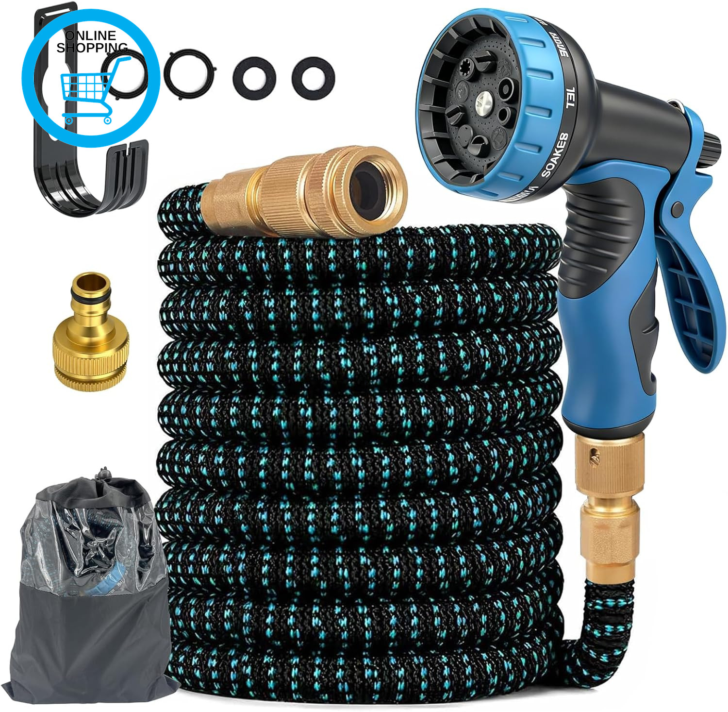 100FT Flexible Expanding Magic Hose Expandable Garden Hose with 10 Function Nozz