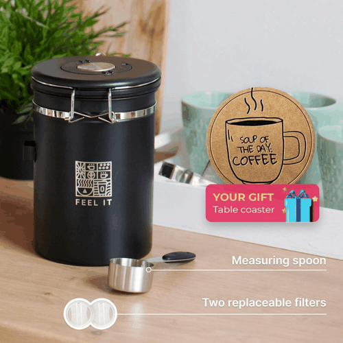 Bidone Caffè Acciaio Inox 21oz Contenitore Ermetico Cucina Conservazione Alimenti - Foto 3 di 7