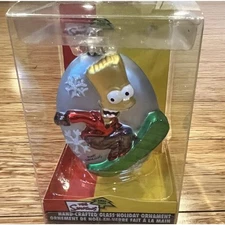 VTG Bart Simpson Snowboard Glass Ornament Kurt Adler Matt Groening New In Box