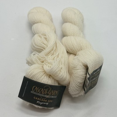 Cascade Yarns 220 Fingering Yarn Lot of 2 Cream Col 8010 Wool Peru Y13