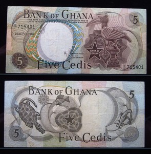 Ghana 5 Cedis 1967 Feb 23 B/1 P11a Scarce World Banknote Money i4c5401