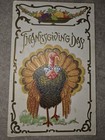 Vintage THANKSGIVING PATRIOTIC TURKEY POSTCARD Early 1900s Fruit Great COLORS!!! — photo 1