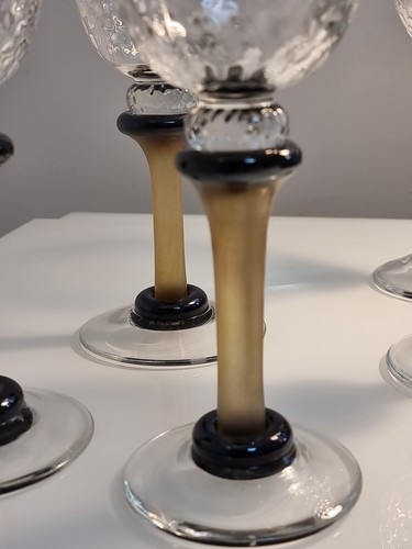 Set of 5 PAUL BARCROFT Crystal Wine Hock Glasses Goblets Glasses Signed - Picture 6 of 24