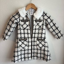Blueberi Boulevard Black and White coat with Classic Plaid Design