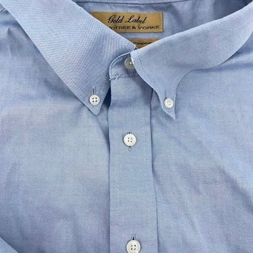 Roundtree and Yorke Gold Label Button Down Shirt Mens 20 35 BIG Blue Cotton - Image 2 of 4