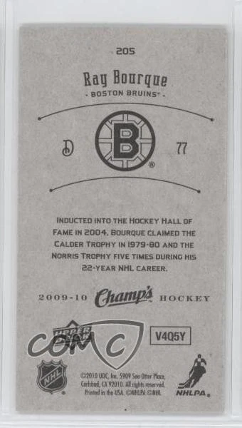 2009-10 Upper Deck Champ's Ray Bourque #205 HOF - Image 2 of 2