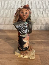 Hand Carved Nature Love Spirit Multimedia Sculpture Woman