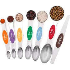 Stainless Steel Magnetic Measuring Spoons Set of 7 with Leveler Stackable