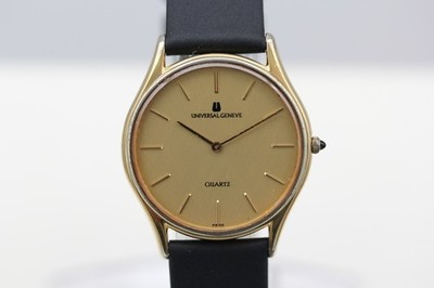 New Belt Vintage Universal Geneve 514465 Gold Dial Quartz 33mm Men's Watch SWISS