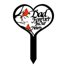 Heart Memorial Plaque Stake for Grave Metal Decoration for Cemetery Garden