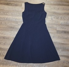 Ralph Lauren Slevelees Dress Navy Blue Gold Buttons Lined Size 14