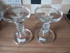 2 Large Reversible Glass Taper Pillar Candle Holders