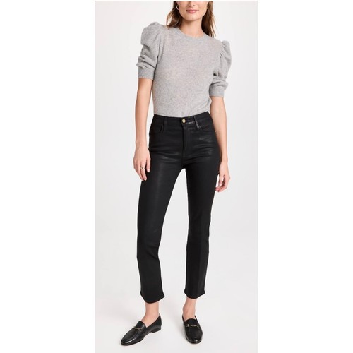 Frame Damen Le Sylvie Slender Straight Coated Straight Leg Jeans Schwarz Größe 26