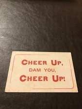 HUMOR - UNPOSTED POSTCARD - CHEER UP - DAM YOU - CHEER UP - ......SLOT 114
