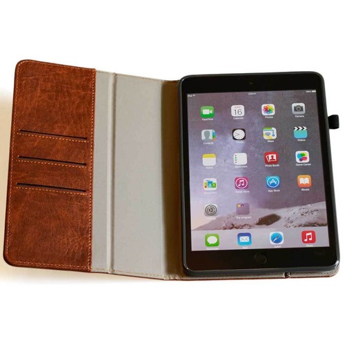 Premium Leder Schutzhülle Apple iPad Mini 5 2020 Tablet Tasche Cover Case braun - Picture 3 of 11