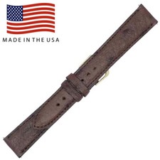 16mm Brown Genuine Ostrich Watch Band - USA