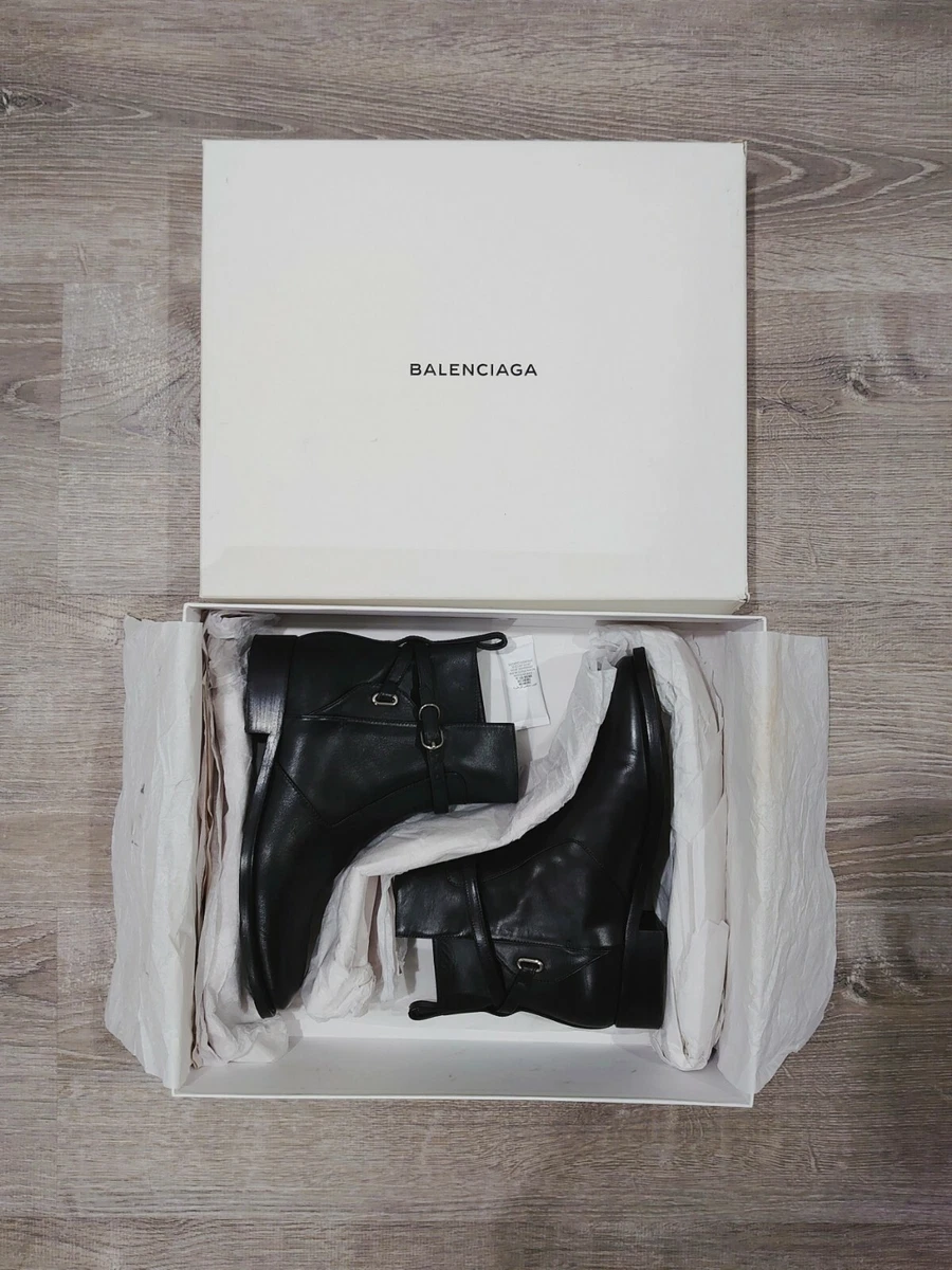 Balenciaga Women s Ankle Strap Flat Ankle Boots in Black size US 7