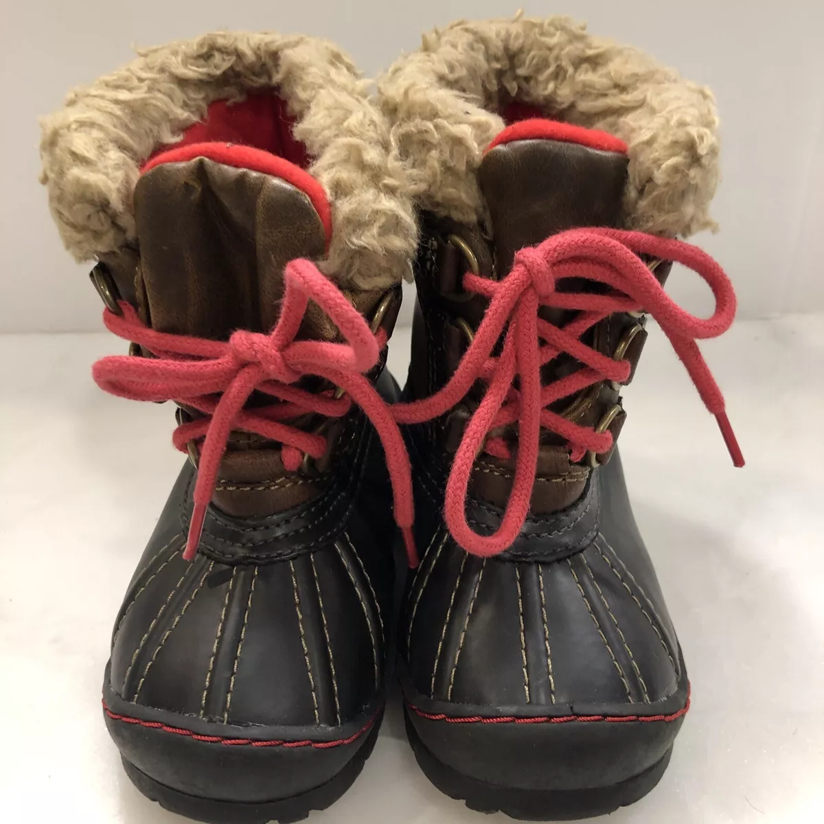 BABY GAP BOYS BROWN THINSULATE DUCK BOOTS Sherpa Cuff NEW SIZE 7