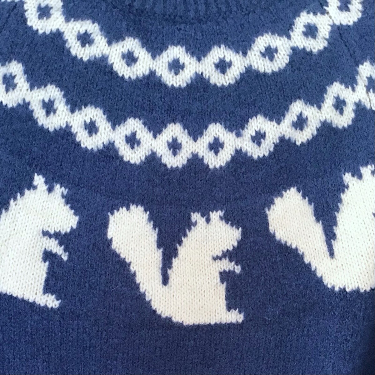 NWT Uniqlo x JW ANDERSON Squirrel Motif Wool Blend Sweater Blue