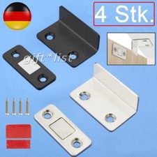 4x T&uuml;rmagnet Magnetschn&auml;pper Schrank L-Form M&ouml;belmagnet Edelstahl + Schrauben DE