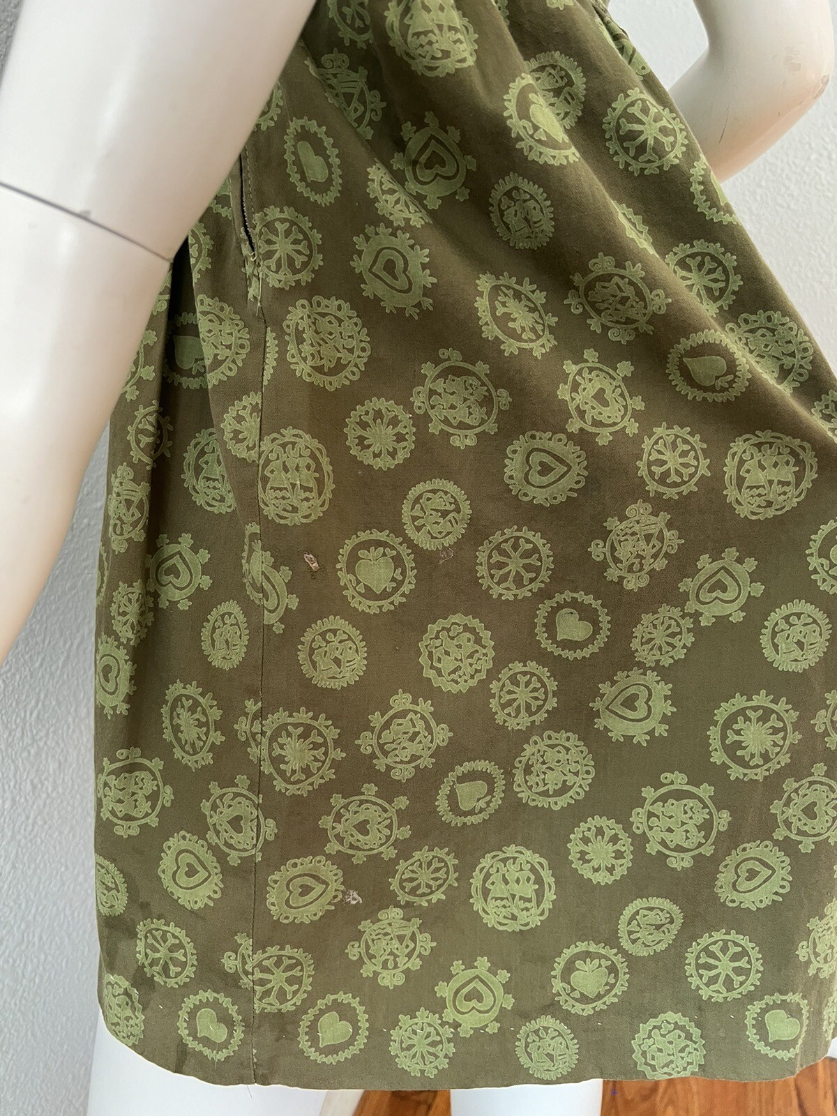 Vintage 50s Sage Green Rockabilly Pin Up Shirt Dress … Gem