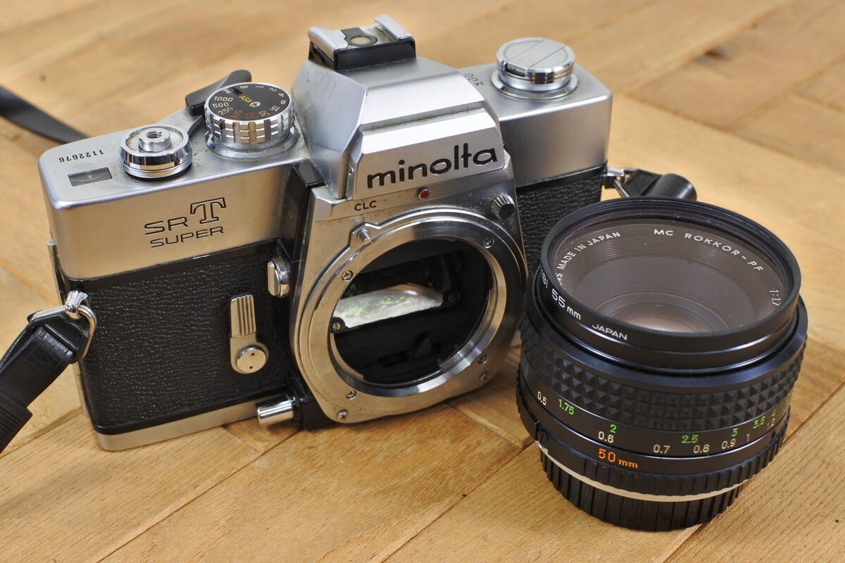 Minolta SRT Super SLR 35mm Film Camera + MC Rokkor PF 50mm f1.7