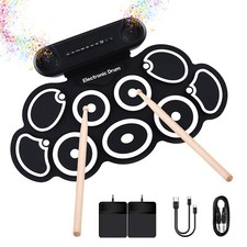 Electronic Drum Set 9 Pads Drum Practice Pad Kit Roll-Up Electric Drum Set - USA