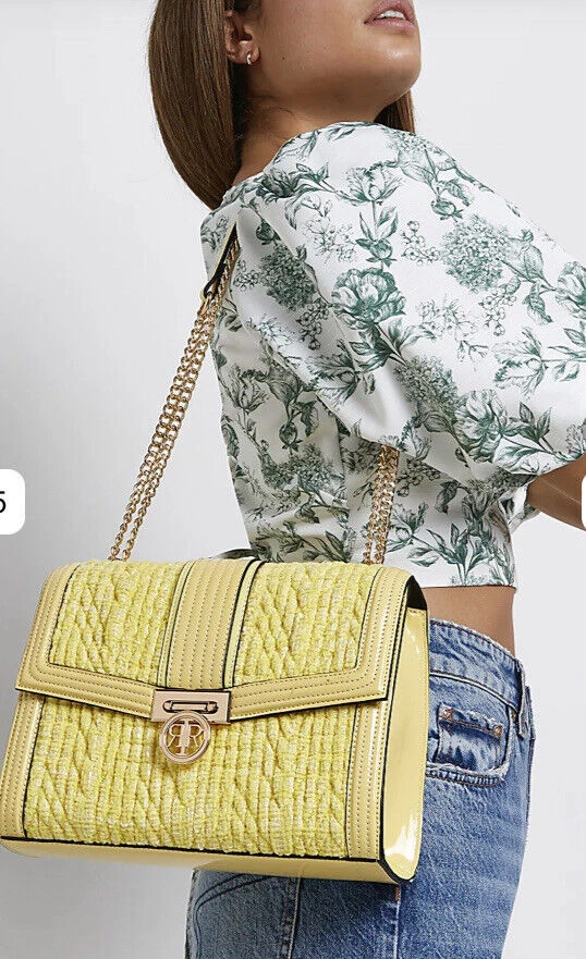 River Island yellow BOUCLE SHOULDER chain strap BAG new eBay