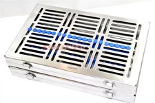 GERMAN 2 DENTAL SURGICAL AUTOCLAVE STERILIZATION CASSETTES  FOR 20 INSTRMT-BLUE