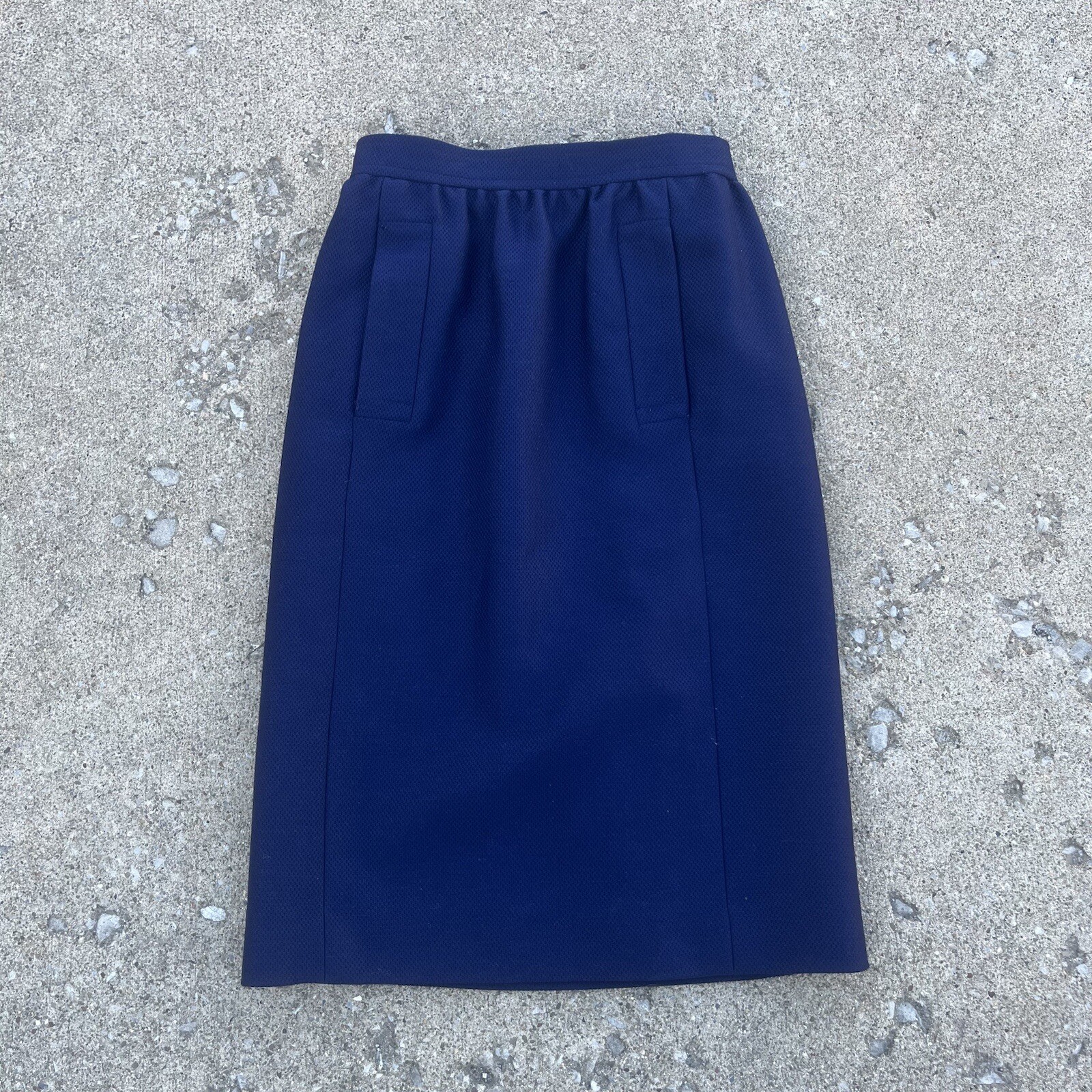 Gonna vintage Yves SAINT LAURENT RIVA SINISTRA blu tascabile anteriore YSL TAGLIA 38