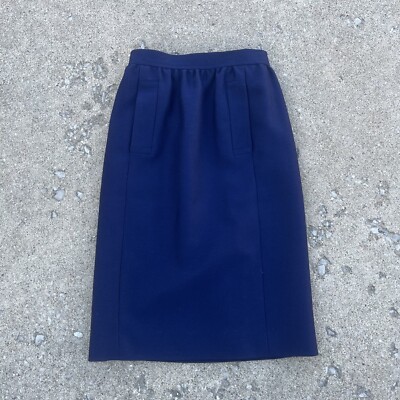 VTG Yves SAINT LAURENT RIVE GAUCHE Blue Skirt Pocket Front YSL SZ 38