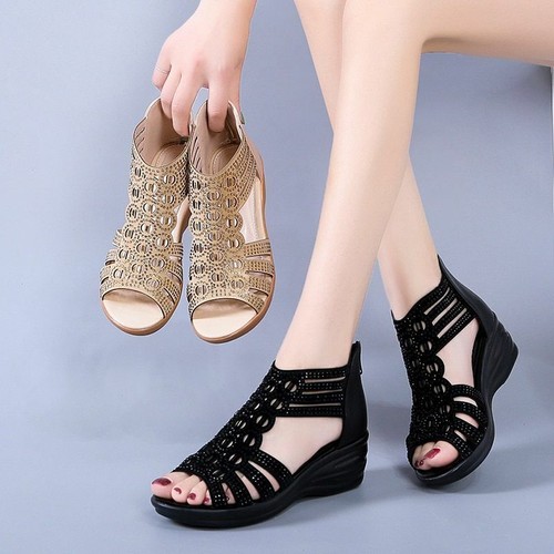 Sandalias De Mujer Zapatillas De Plataforma Moda De Verano Roma Casual  Elegante | eBay