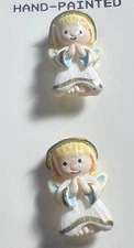 Precious Plastic HP CHRISTMAS ANGELS Realistic Buttons on JHB Card 7/8” 3D Gold