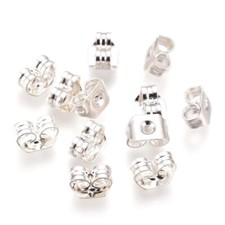 Stainless Steel Ear Nuts, Earring Backs, Silver, 5x3.5x2.5mm, Hole: 0.8mm 20pcs