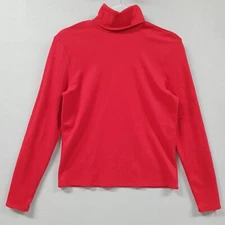 Lauren Ralph Lauren Womens sz Medium Red Turtle Neck Long Sleeve Pullover Cotton