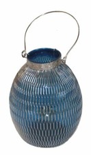110 Orientalische Tischlaterne Windlicht Glas Laterne blau Leuchte Teelichtlampe
