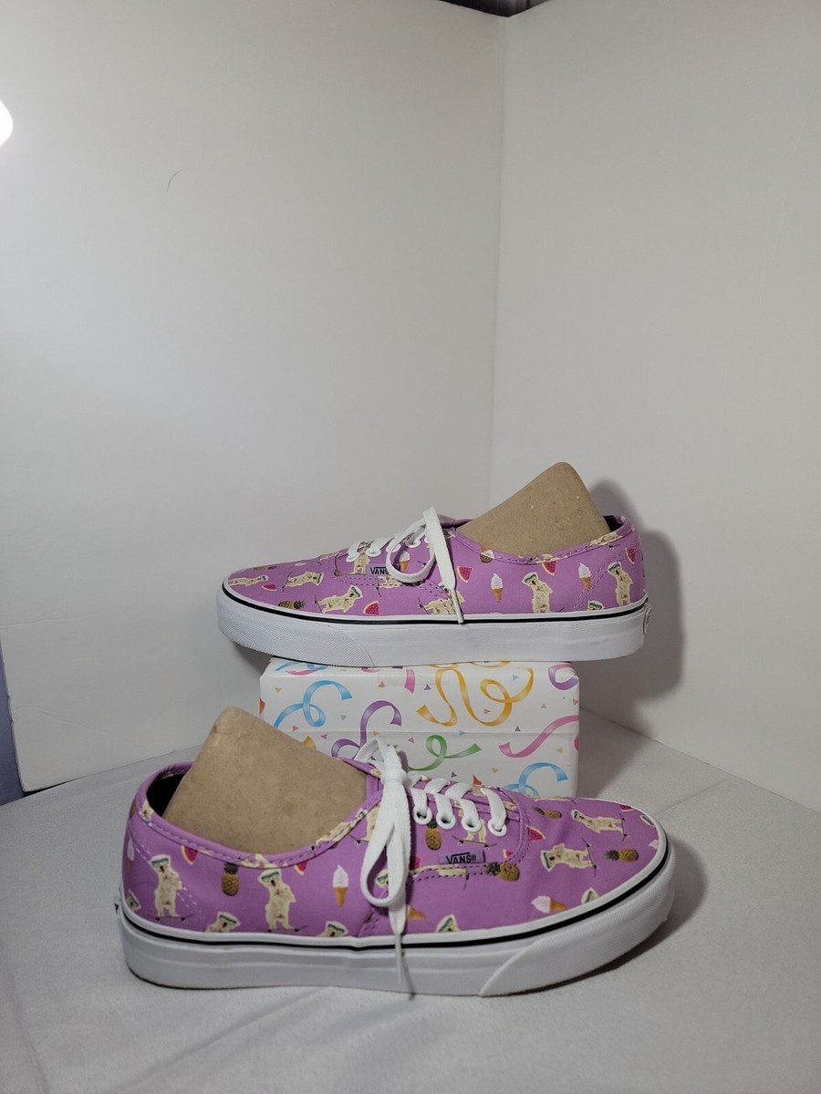 Vans Authentic Shoes Dogs Skateboard Pineapple Purple Violet Lace