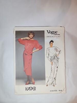 Vtg 1984 Vogue Patterns 1510 American Designer Kasper  Dress Size 8 Uncut