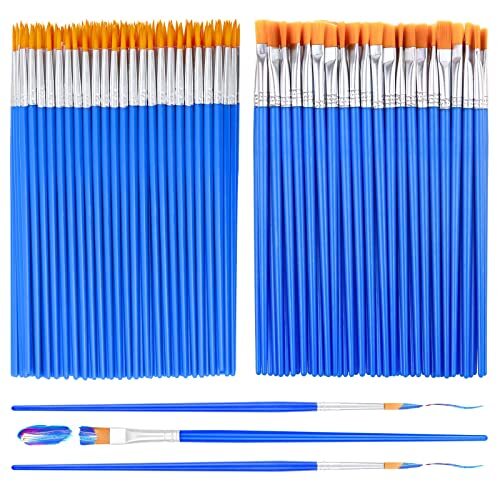 Small Paint Brushes Bulk Anezus 100 Pcs Paint Brushes for Kids Acrylic