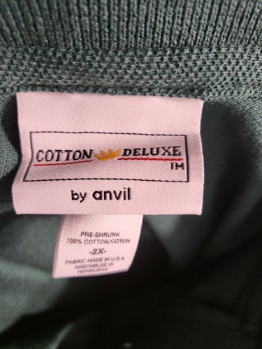 Vintage Polo Shirt Plain Green 2XL Cotton Deluxe - Made in USA - Picture 6 of 6