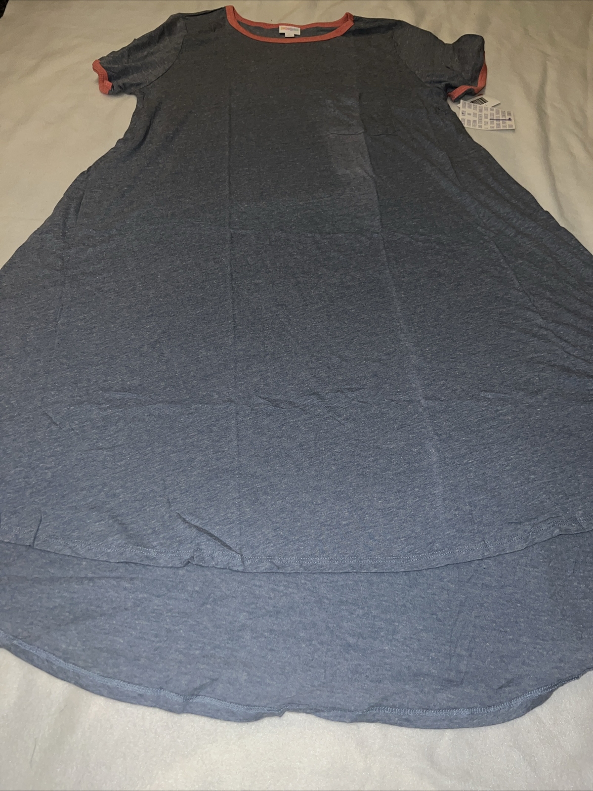 Lularoe Solid Gray Solid Carly Pink Trim Vintage … - image 8