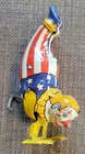 VINTAGE J CHEIN Uncle Sam Handstand Clown TIn Litho Windup Toy - WORKS