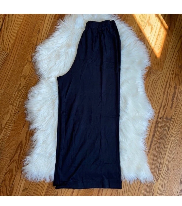 NWOT American Apparel Pull-on Wide Leg Crop Culotte Pants in Navy Blue Size L - Image 2 of 4