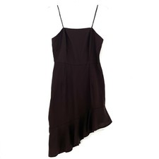 Nasty Gal Up and At Em Asymmetric Mini Dress Size 4 Brown Spaghetti Strap Ruffle