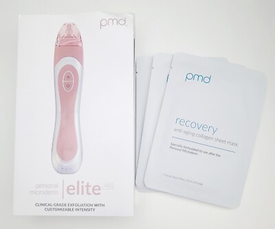 PMD Beauty Personal Microderm Elite Pro + 3 Recovery Collagen Facial Sheet Masks