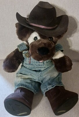 Build A Bear DressedPuppy Dog Plush Dark Brown Cream BABW 11'' Stuffed Animal Toy