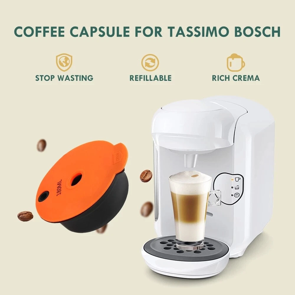 180ml Reusable Coffee Capsule Pod Expresso For Tassimo0 Bosch Vivy  TAS1003GB US